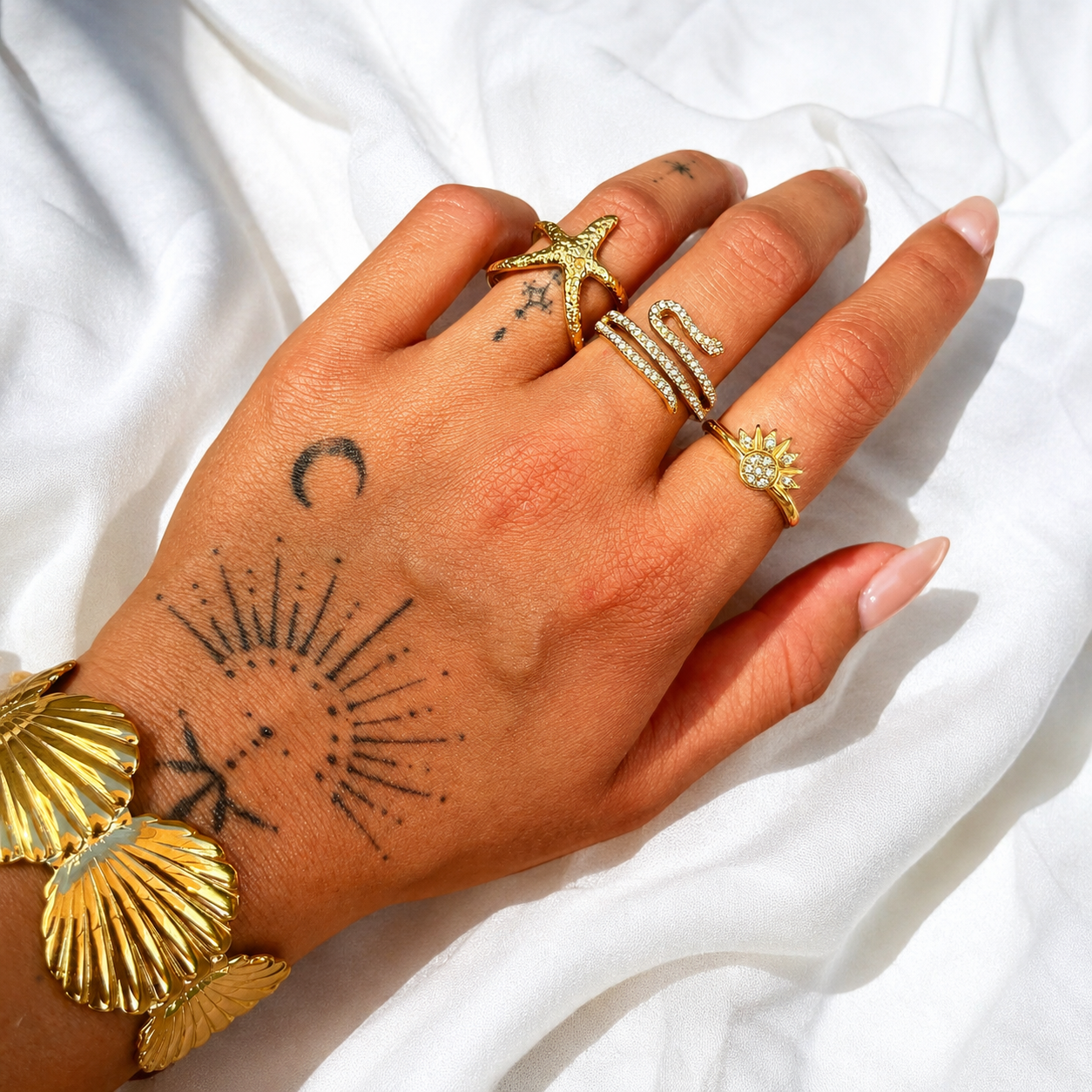 Karin | Adjustable Sunburst Crystal Ring