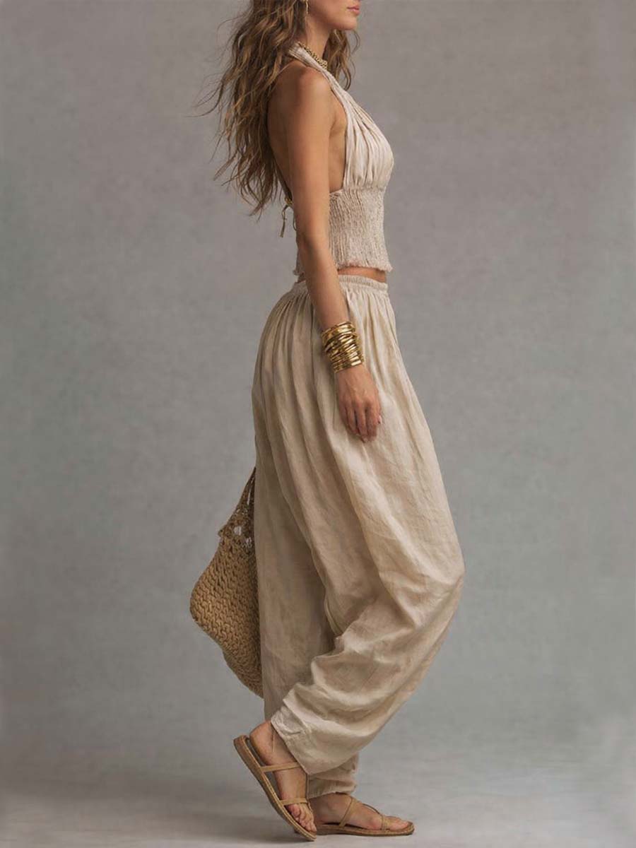 Carla | Boho Halter & Harem Two-Piece Set