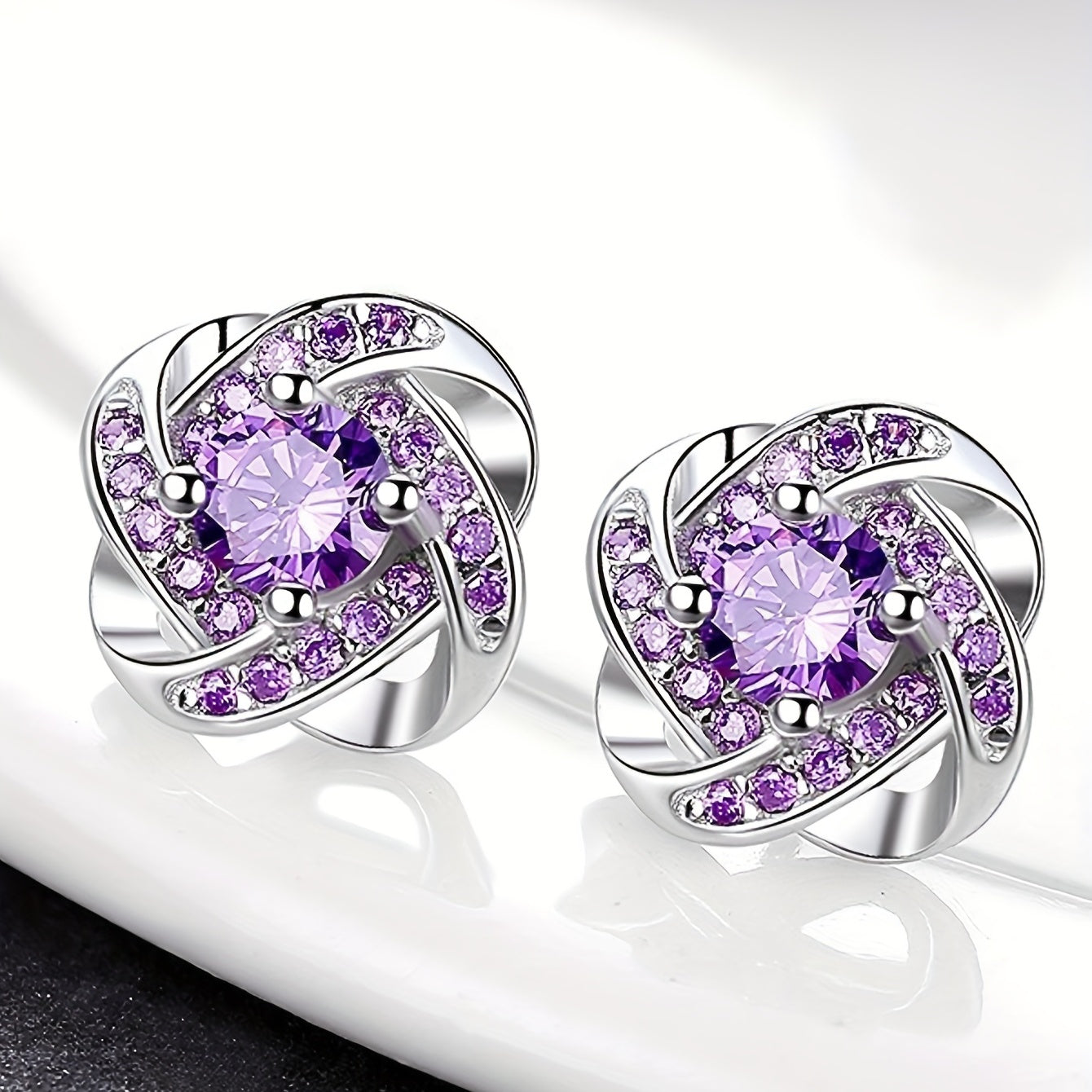 Whitney | Purple Clover Statement Earrings