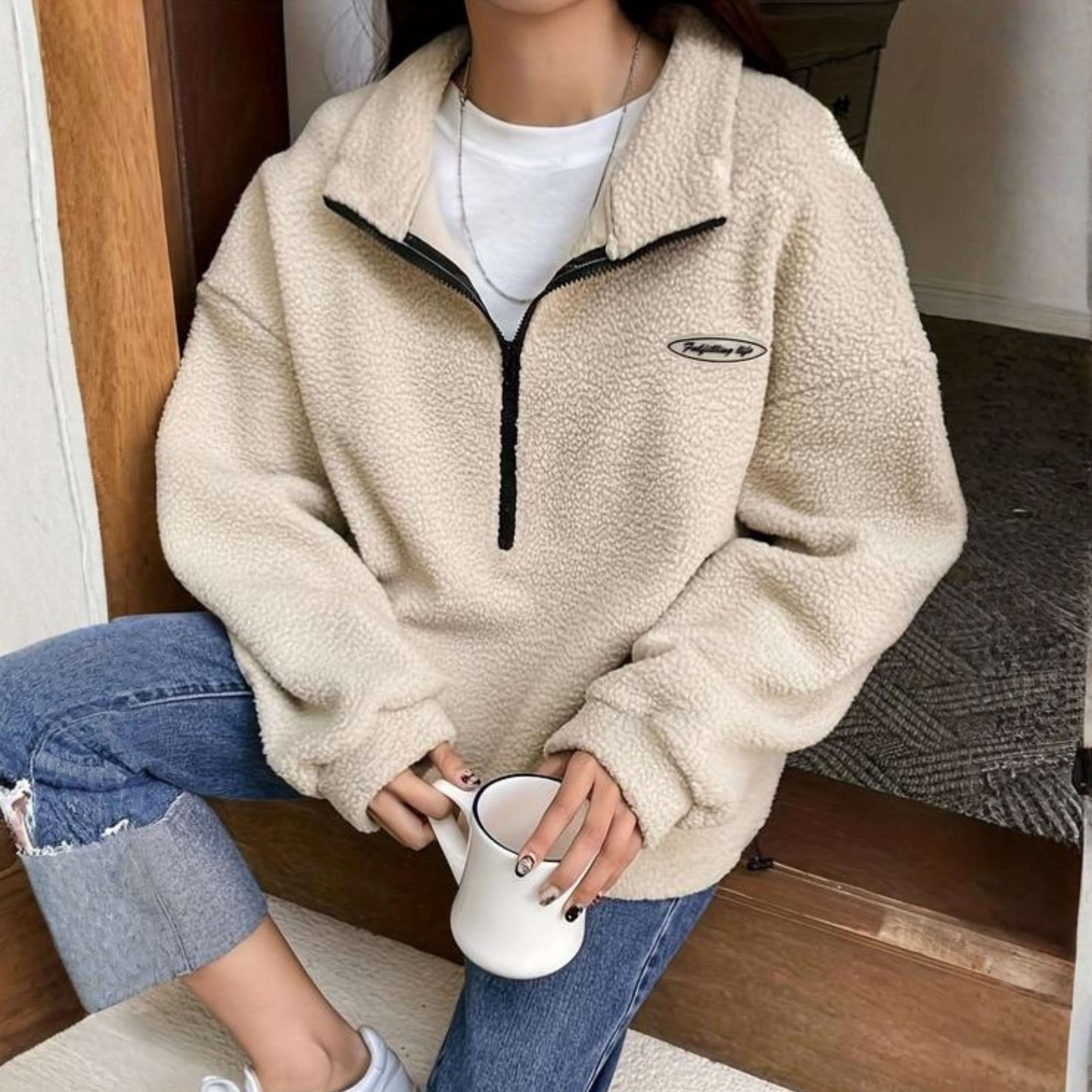 Celeste | Fuzzy Half-Zip Long Sleeve Sweatshirt