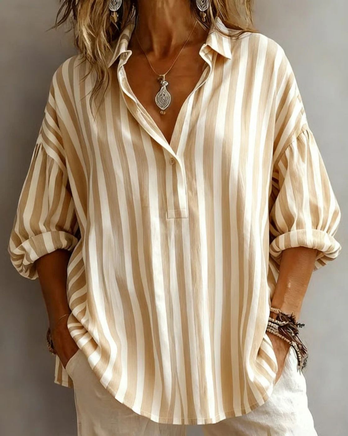 Noemi | Striped Loose-Fit Blouse with Collar