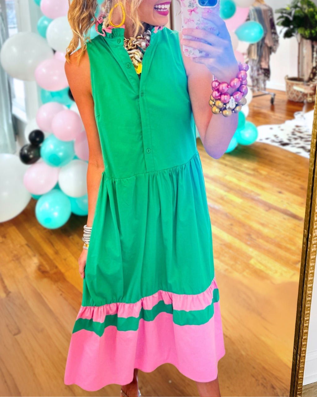 Sarita | Color-Block Poplin Midi Dress