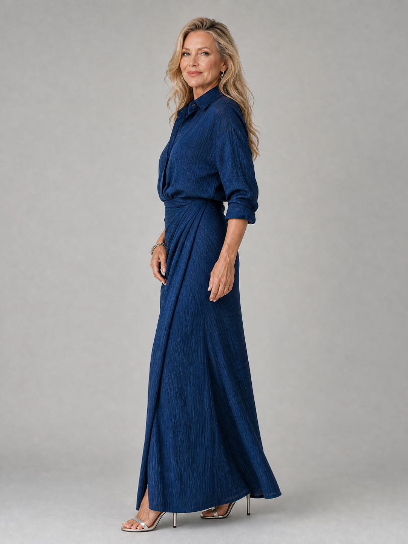 Vesper | Wrap-Front Long Sleeve Maxi Dress