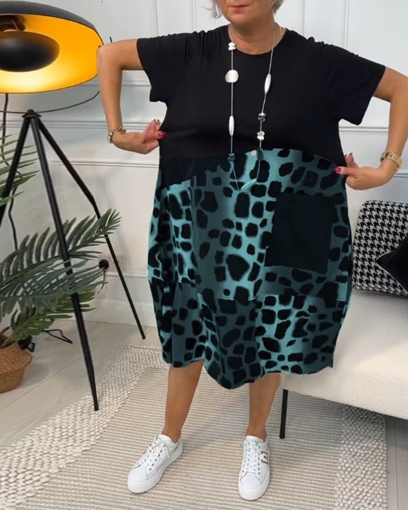Peggie | Printed Midi Dress with Pockets