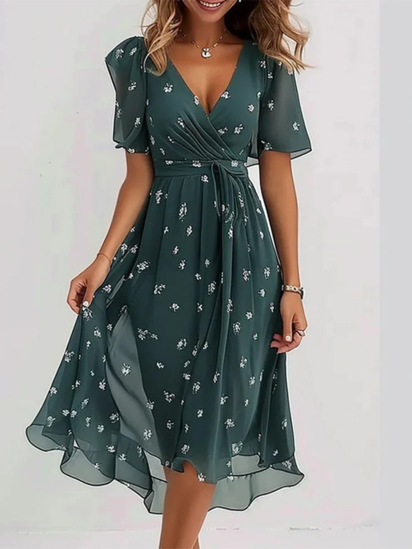 Lavina | Vibrant Boho Flowy Midi Dress