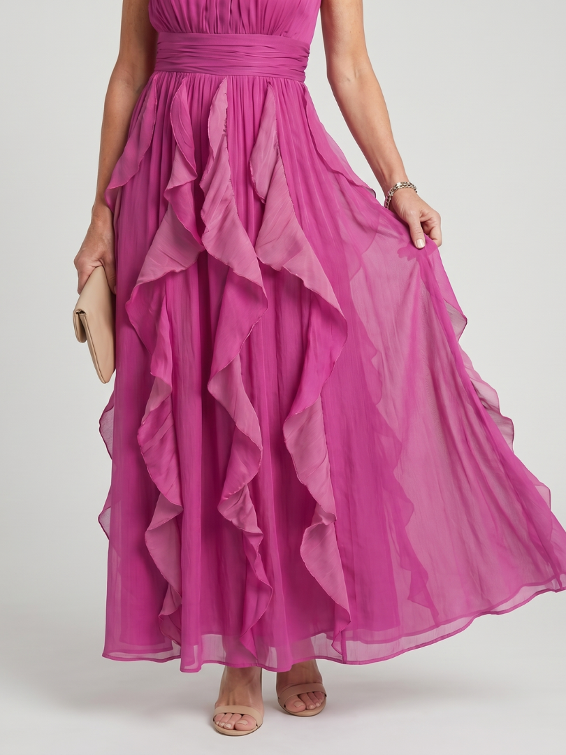 Olympia | High Neck Ruffle Layer Maxi Dress