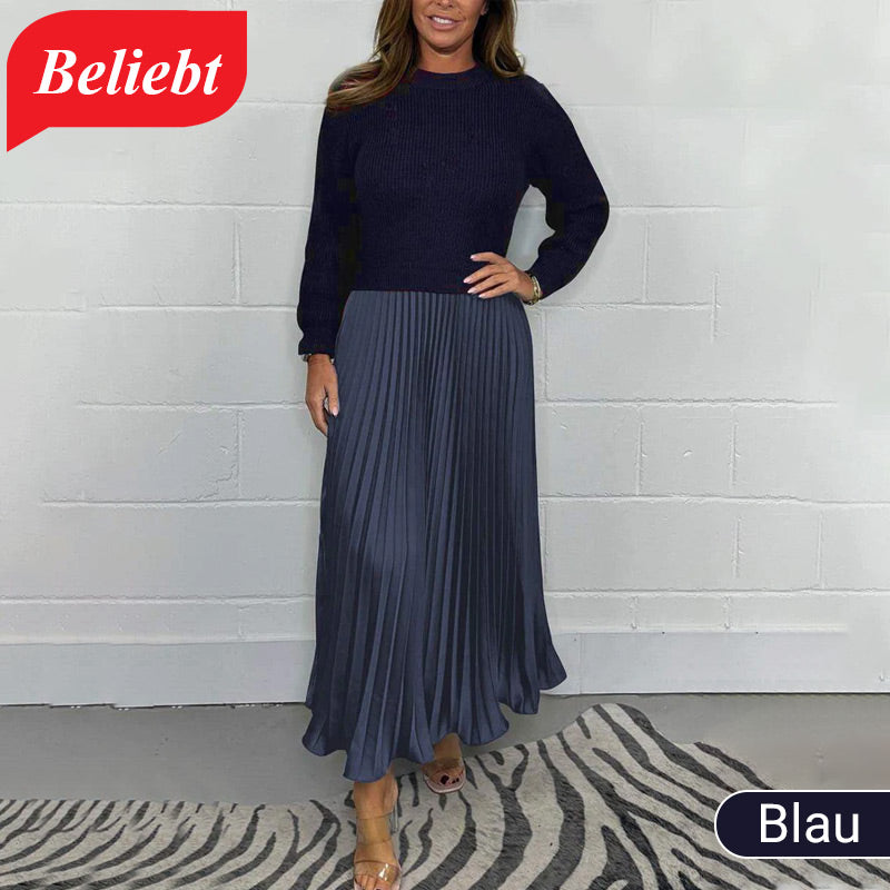 Pearl | Pleated Crew-Neck Midi Dress