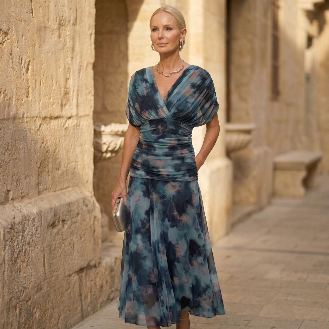 Jillian | Watercolor Chiffon Dress