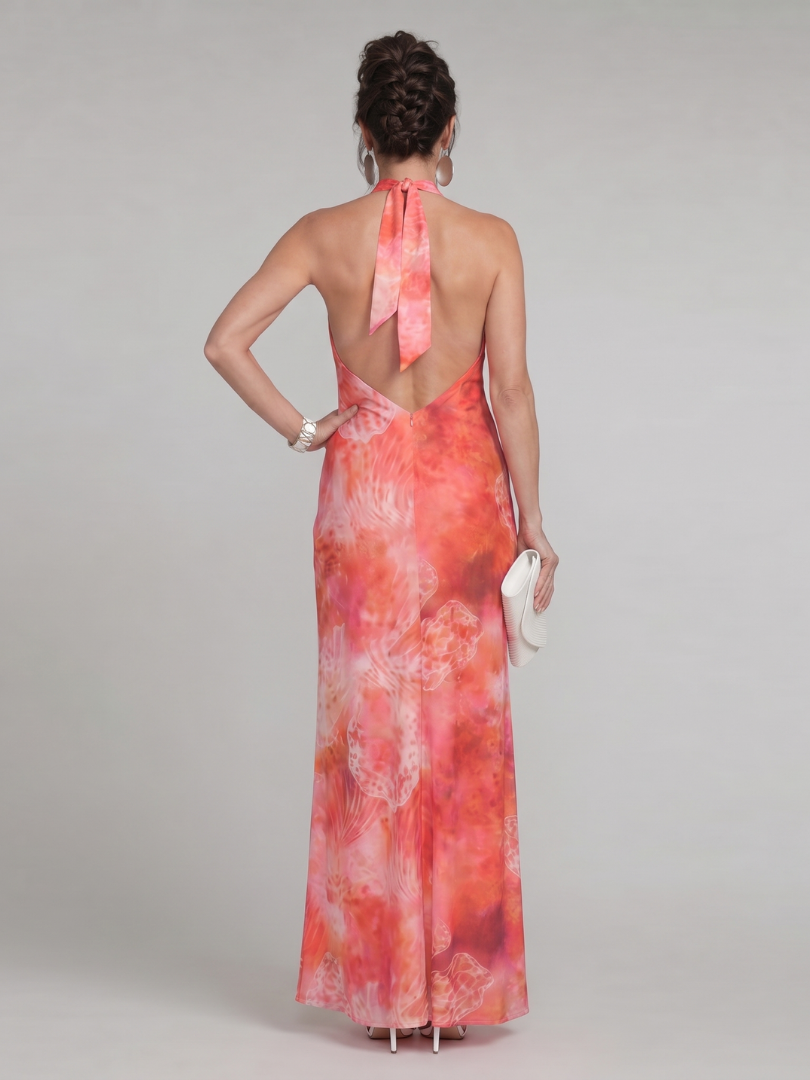 Doretha | Halter Neck Printed Maxi Dress