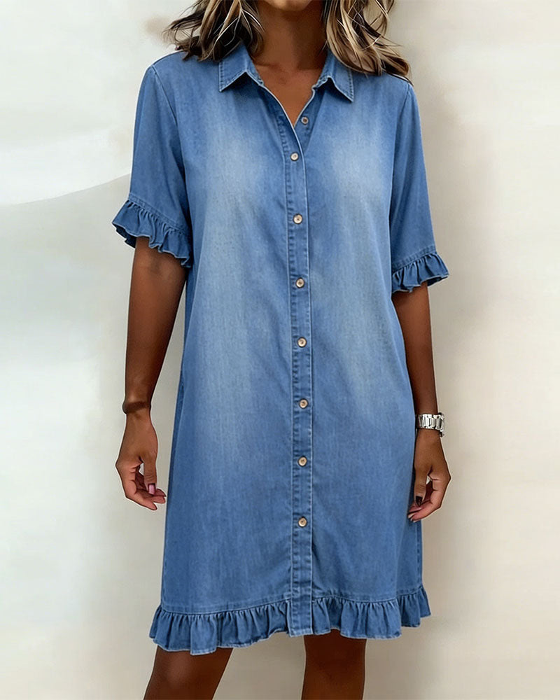 Anna | Ruched Denim Mini Dress