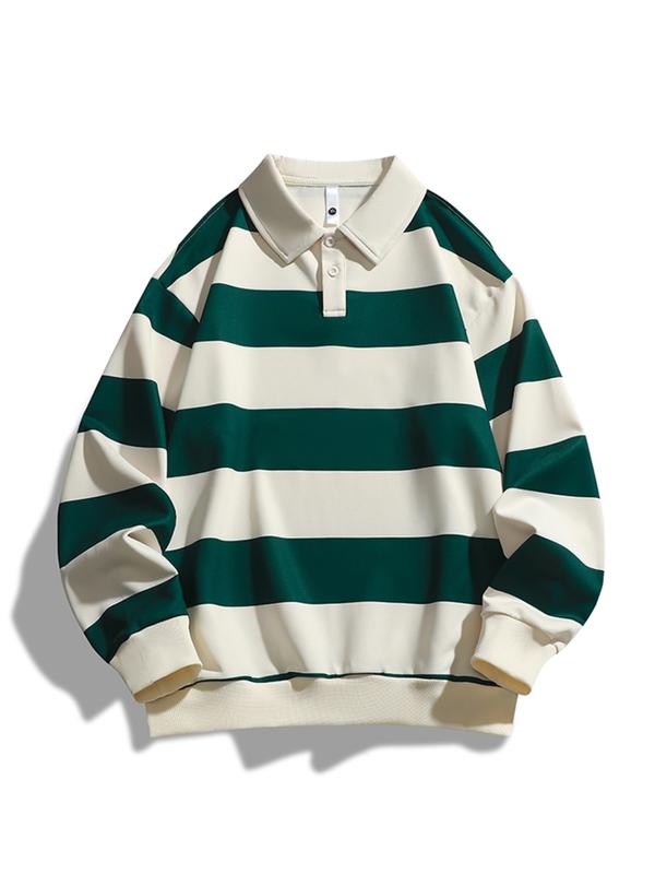Camille | Striped Collar Long Sleeve Sweatshirt