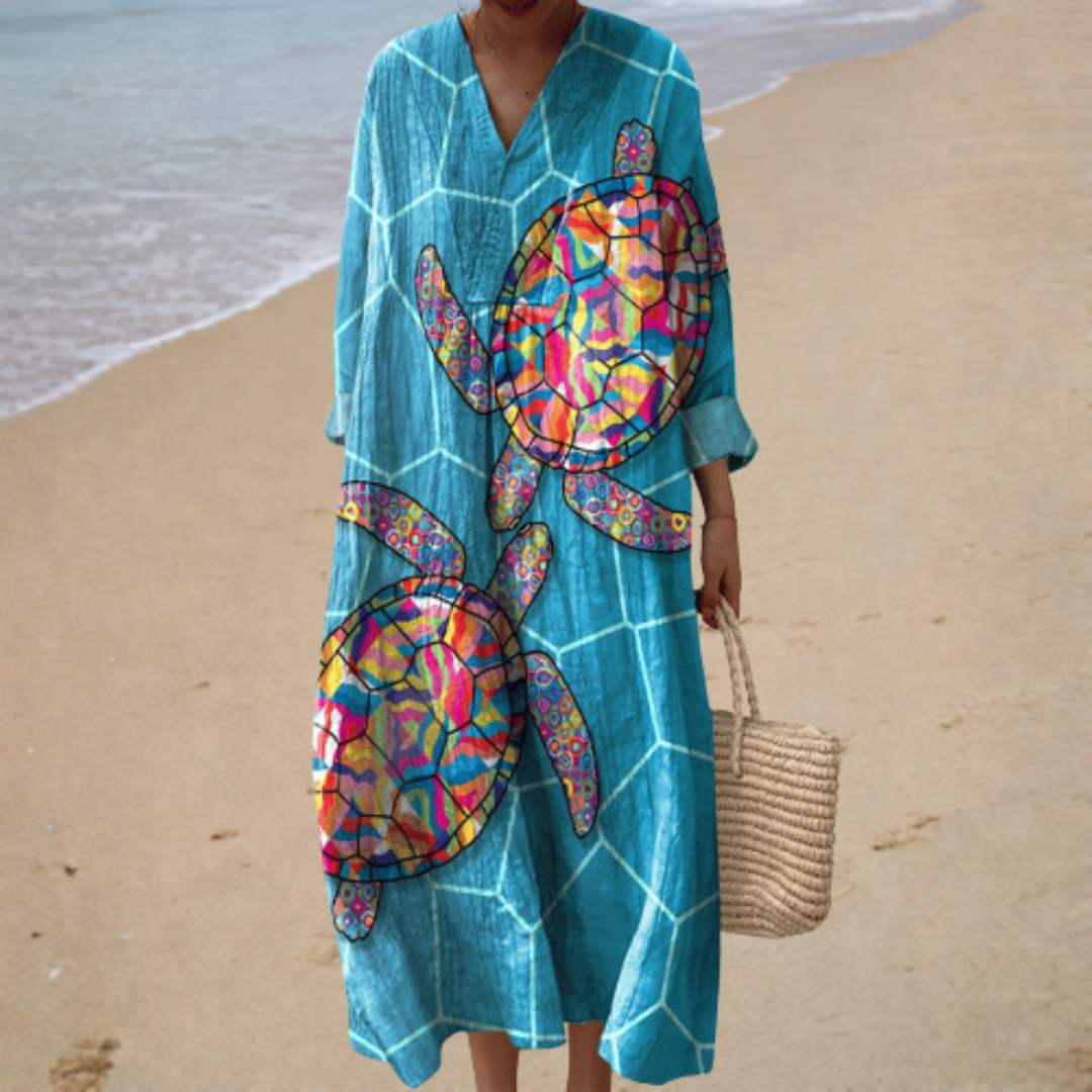 Sariyah | Long Dress with Turtle Print