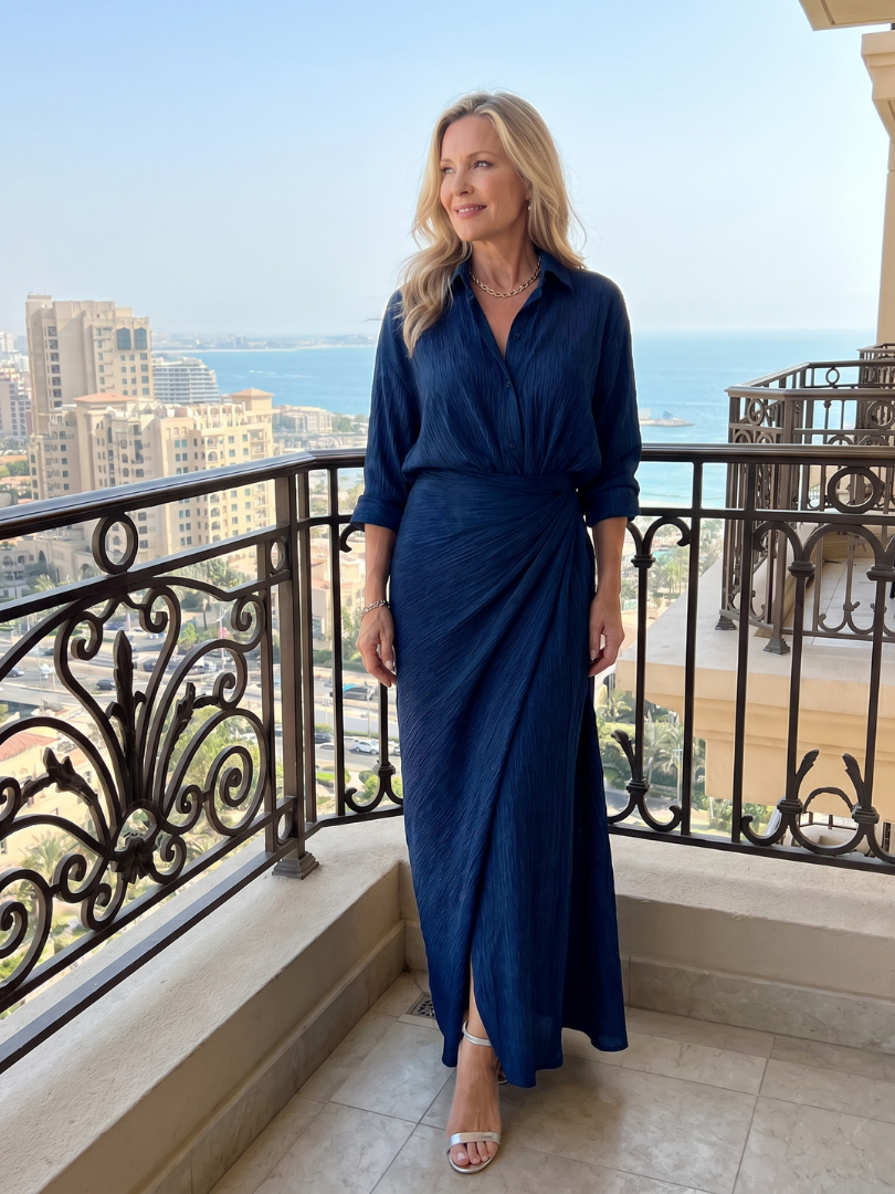 Vesper | Wrap-Front Long Sleeve Maxi Dress