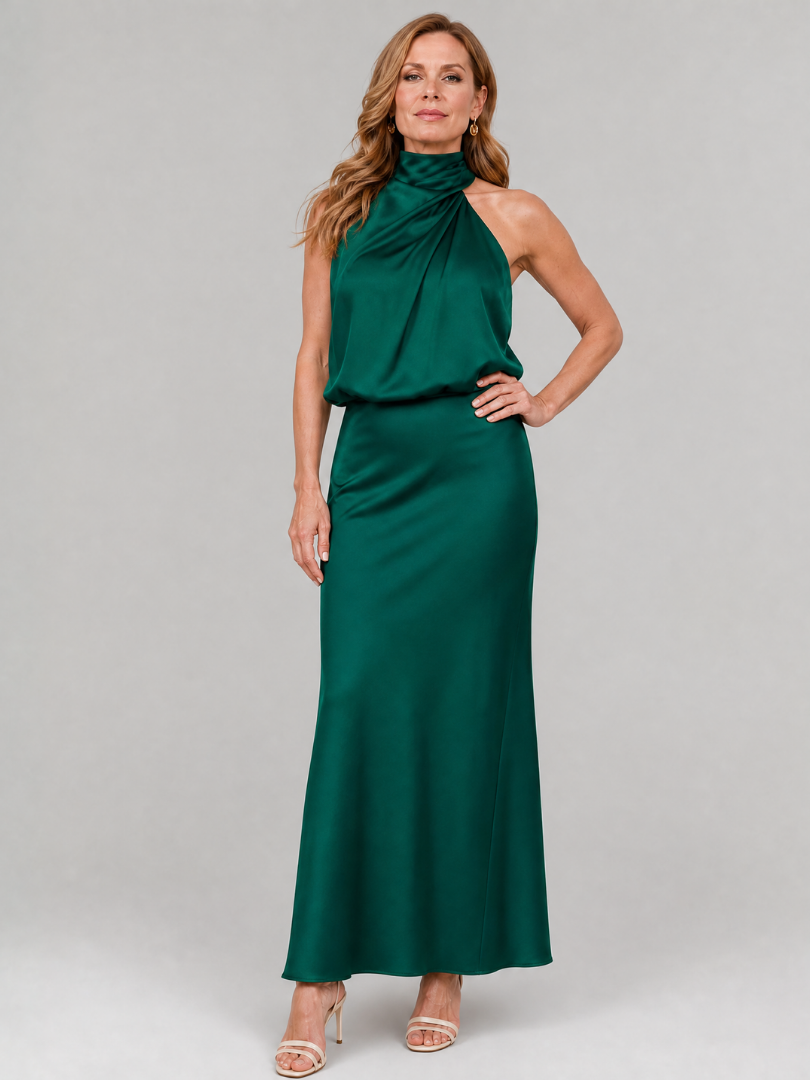 Prudence | Sleeveless Draped Neck Midi Dress