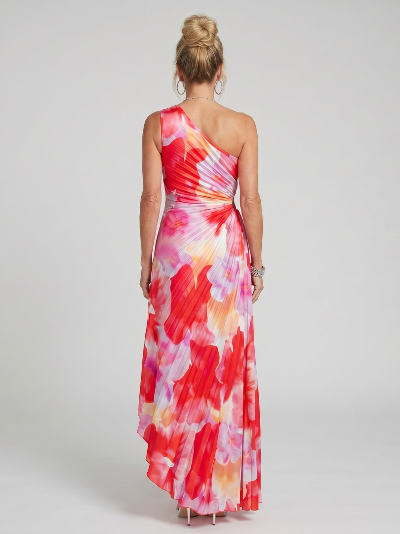 Marcella | One-Shoulder Pleated Midi Dress