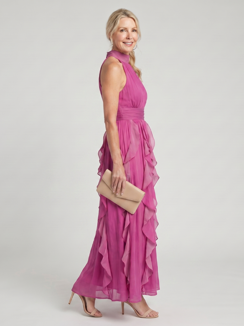 Olympia | High Neck Ruffle Layer Maxi Dress