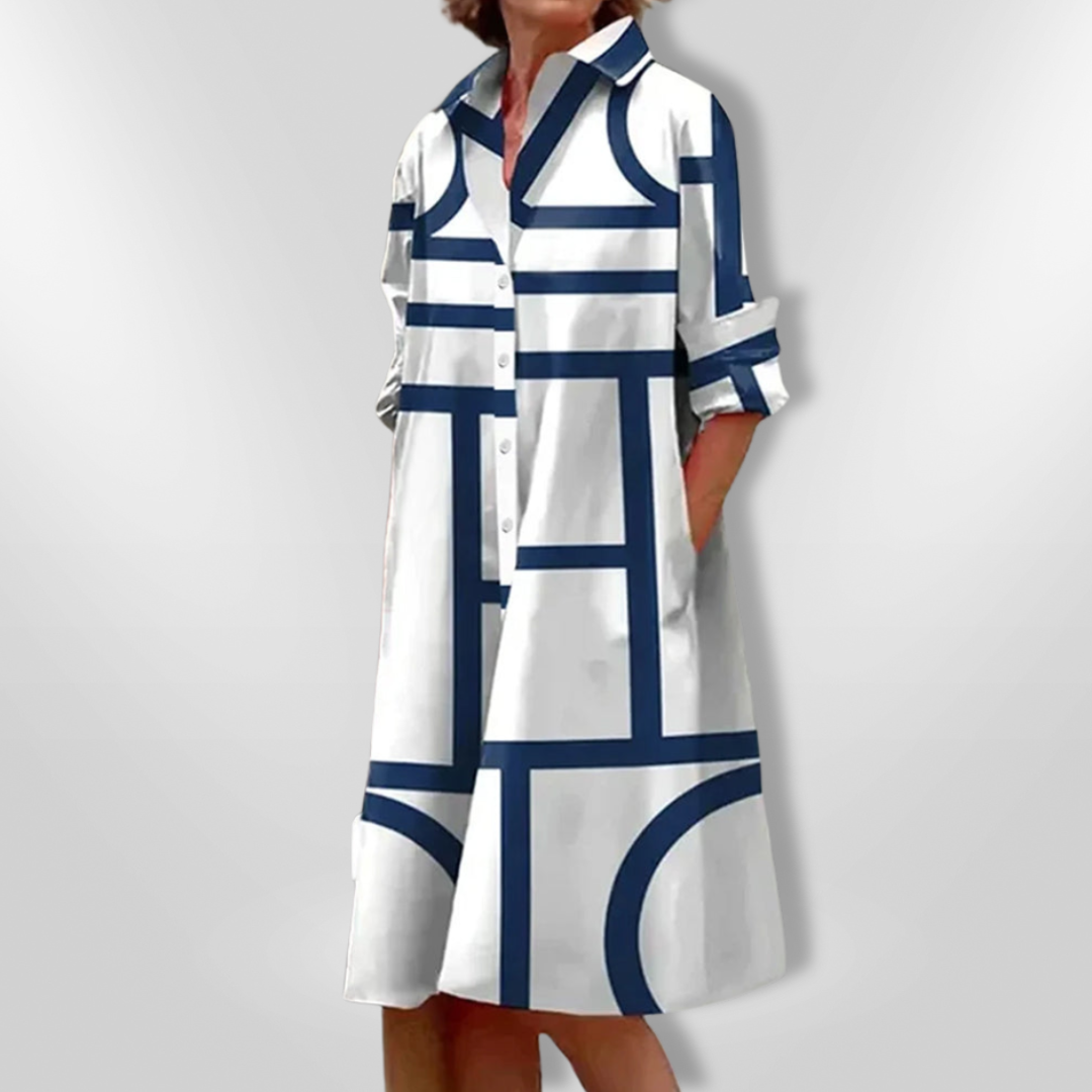 Celeste | Geometric Print A-Line Midi Dress