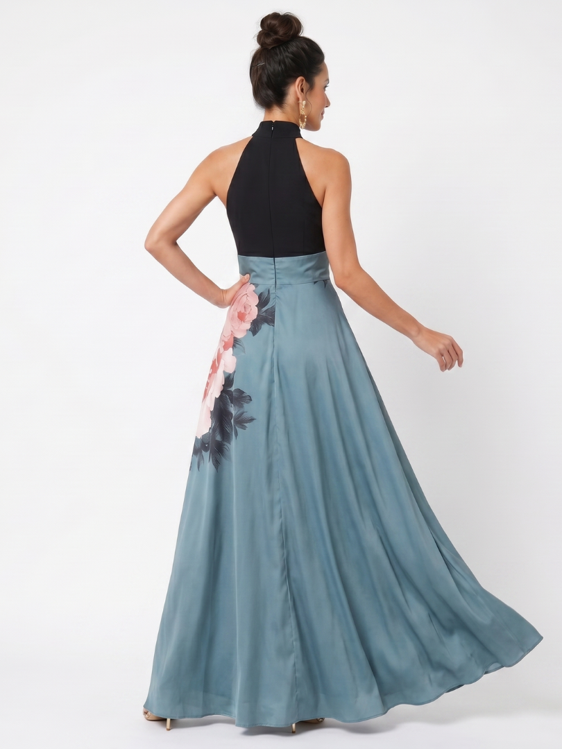 Oletta | Floral Halter Maxi Dress