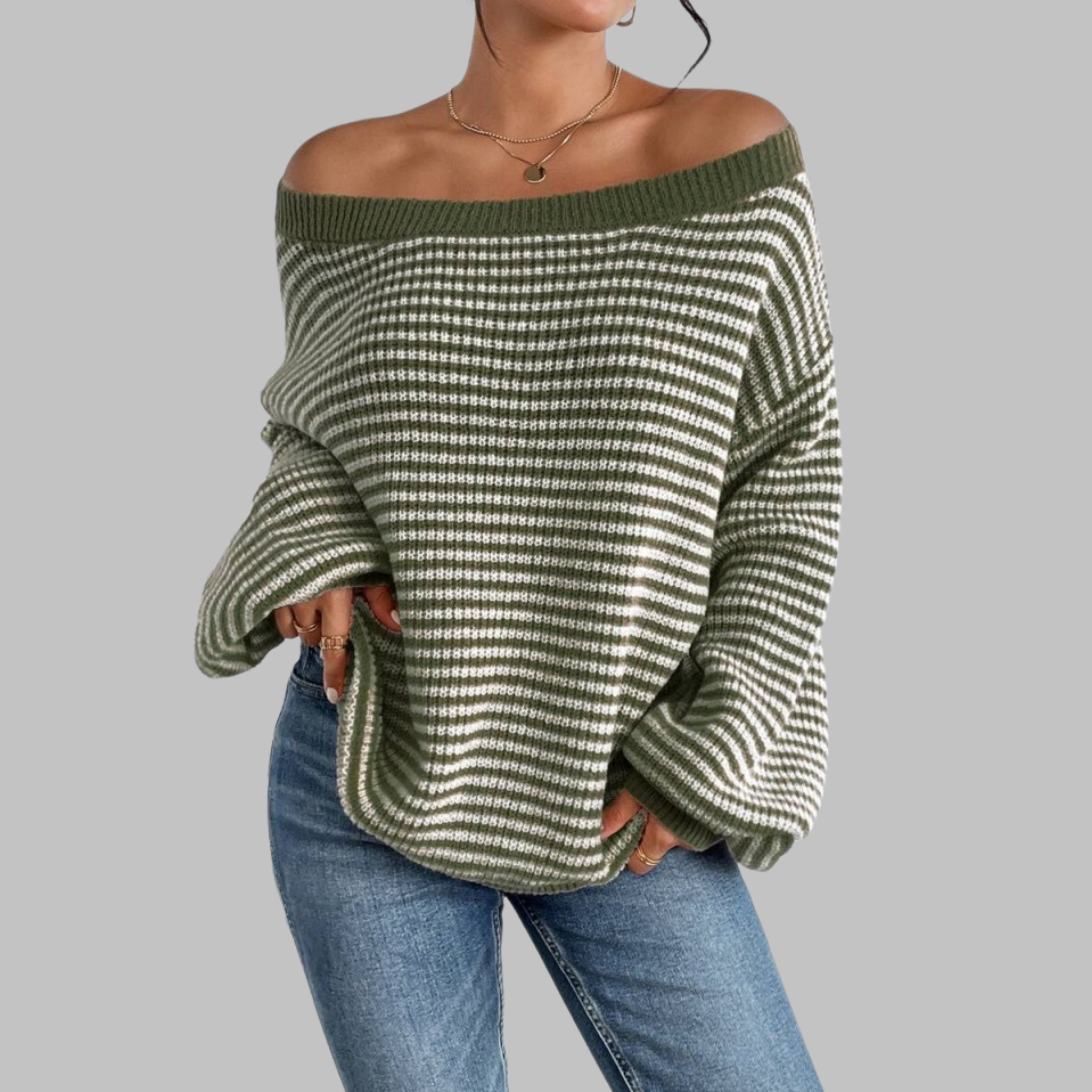 Camille | Striped Drop-Shoulder Knit Sweater
