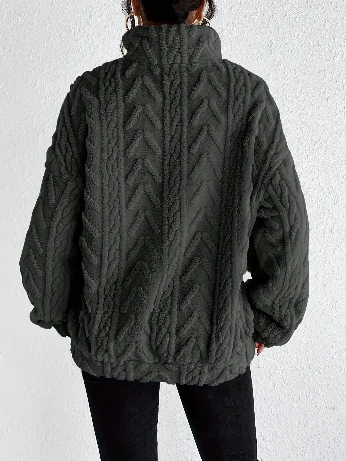 Elara | Cable-Knit Fleece Half-Zip Sweater