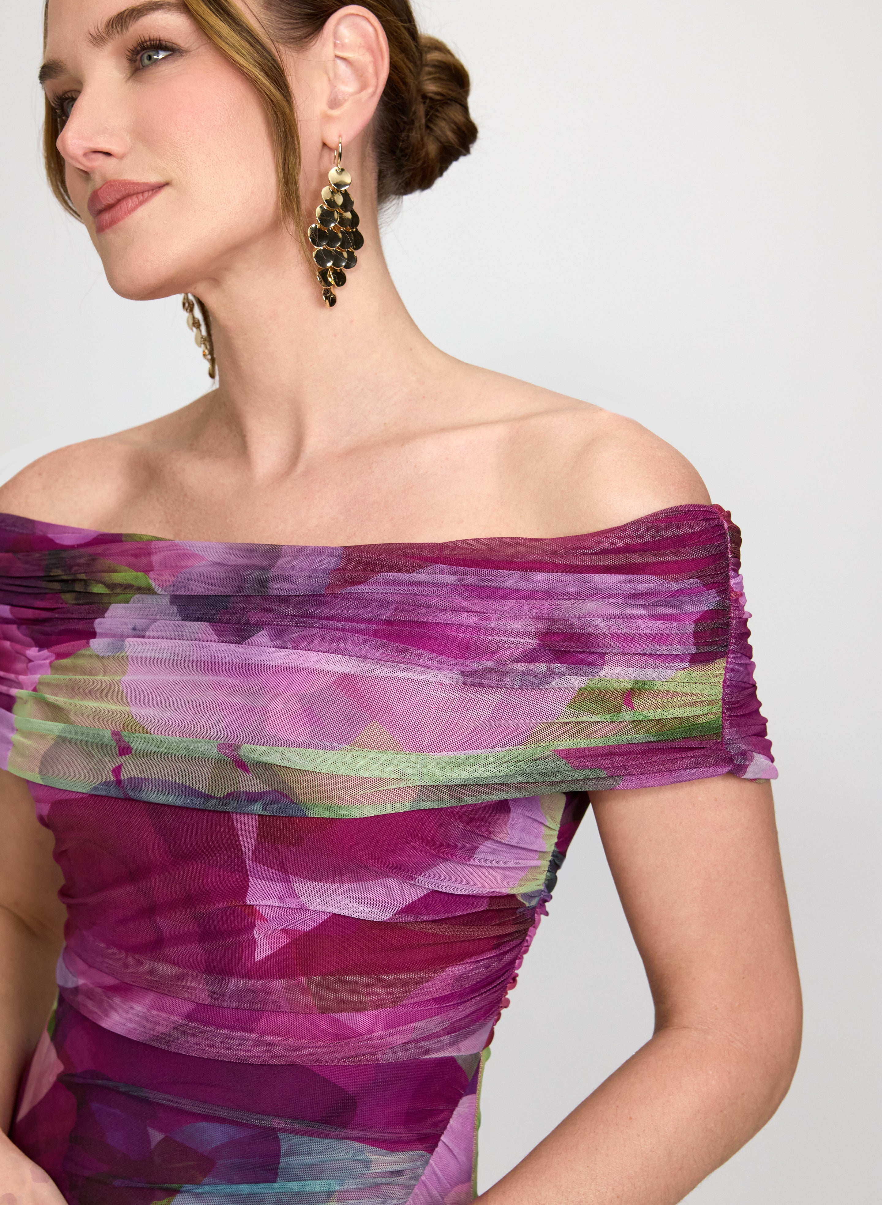 Rylee | Off-Shoulder Floral Mesh Dress