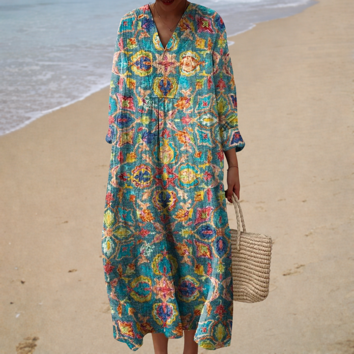 Emilia | Long Boho Motif Dress