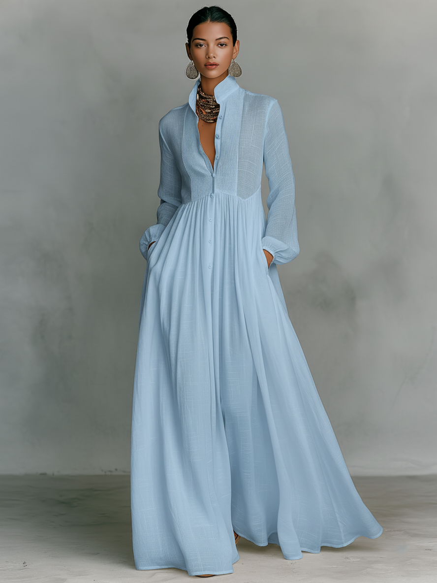 Maeve | Maxi Shirtdress in Cotton-Linen