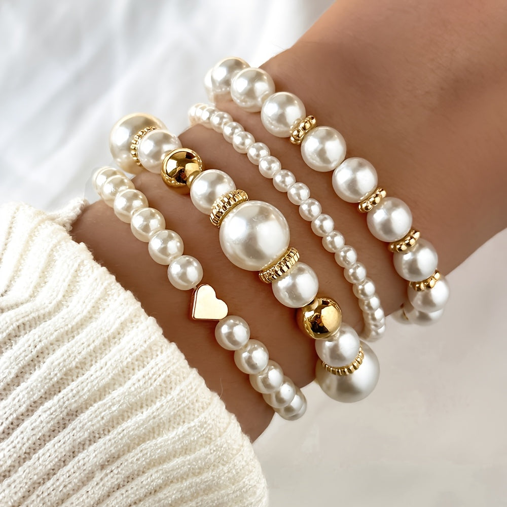 Lorraine | Pearl Heart Bracelet Set