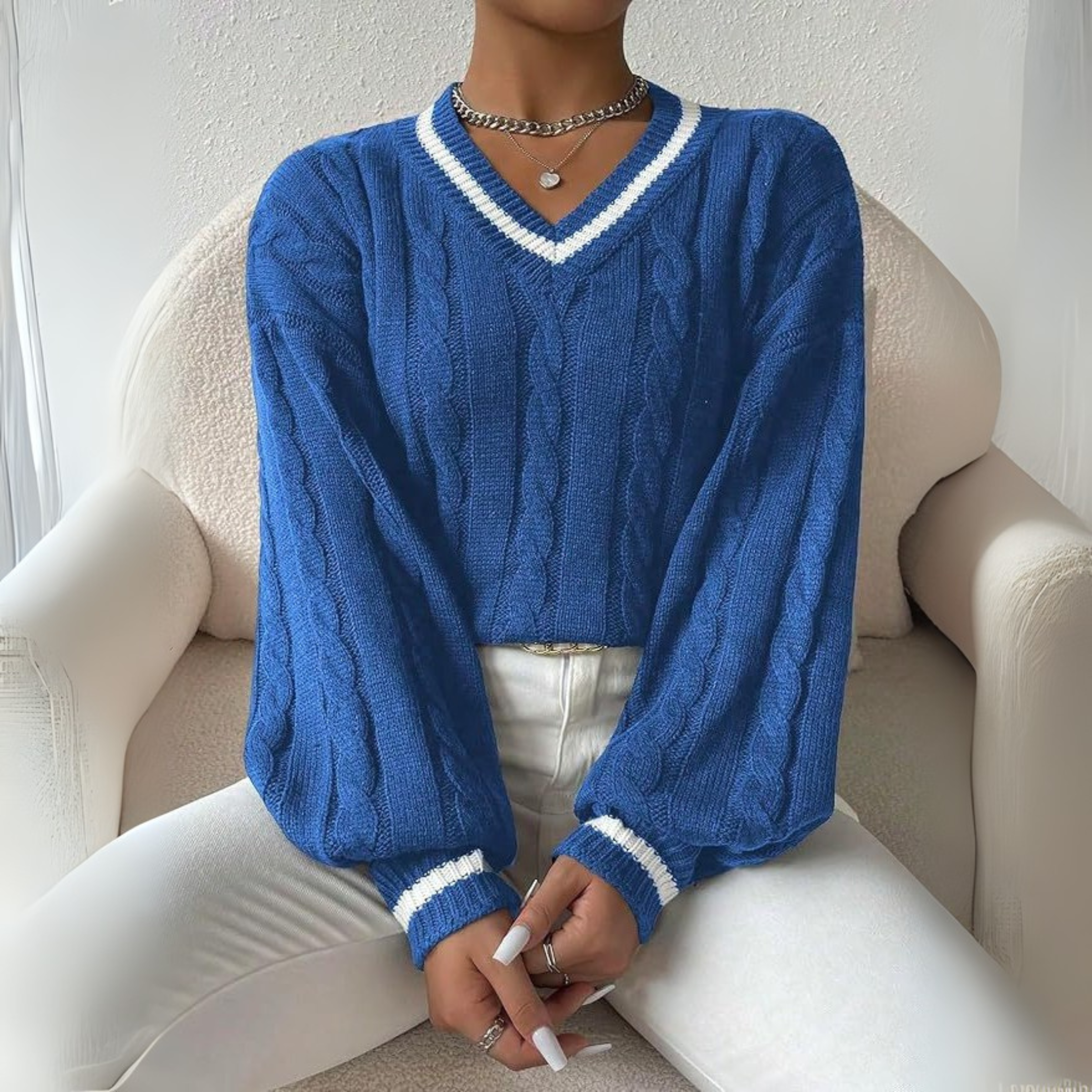 Céleste | Relaxed V-Neck Knit Sweater