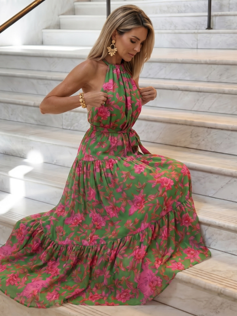 Elmyra | Draped Halter Midi Dress