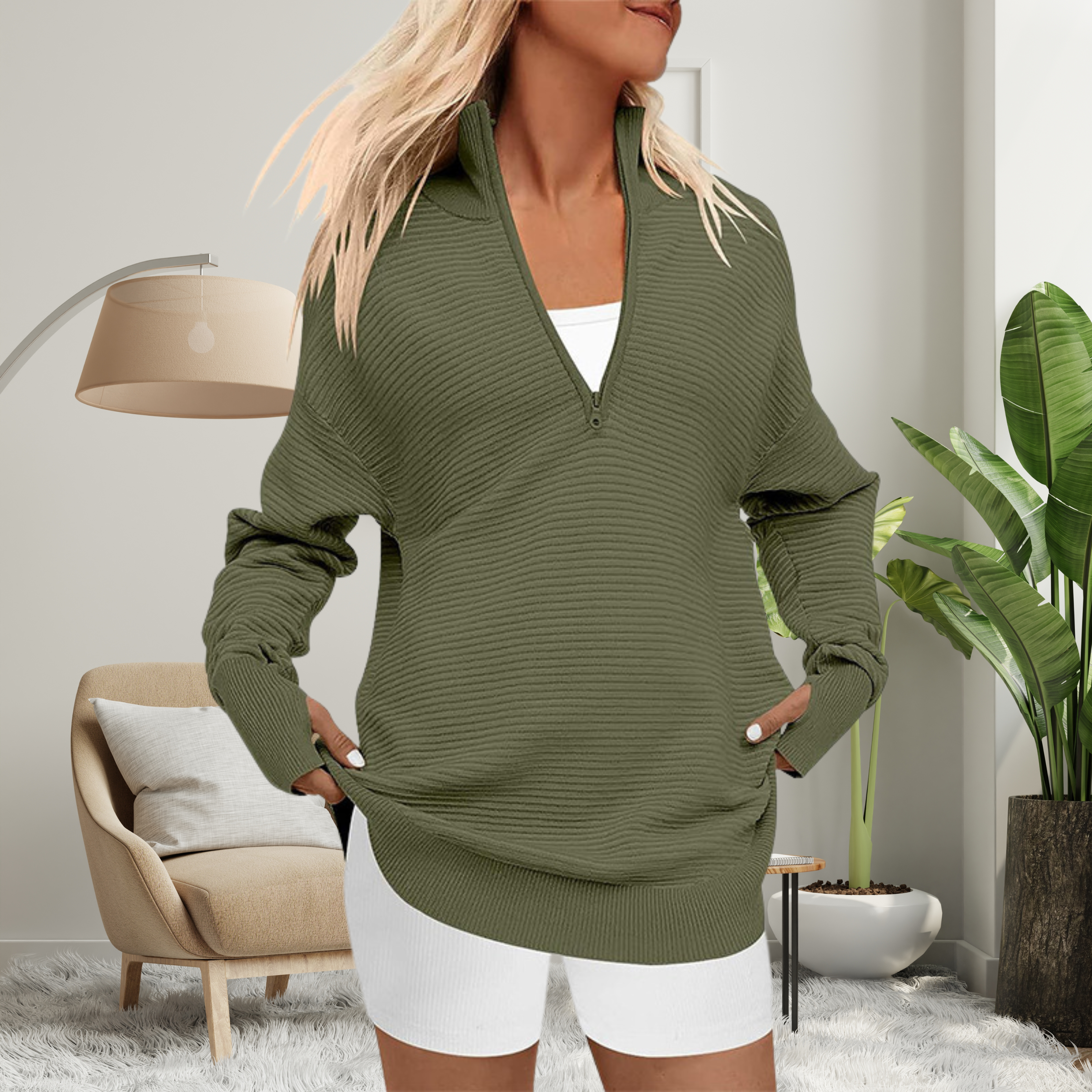 Camille | Cozy Quarter-Zip Collared Pullover