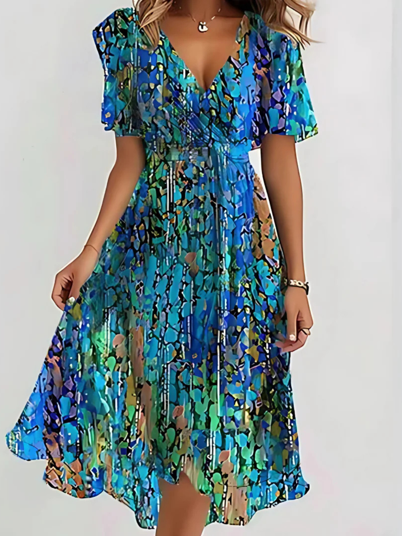 Lavina | Vibrant Boho Flowy Midi Dress