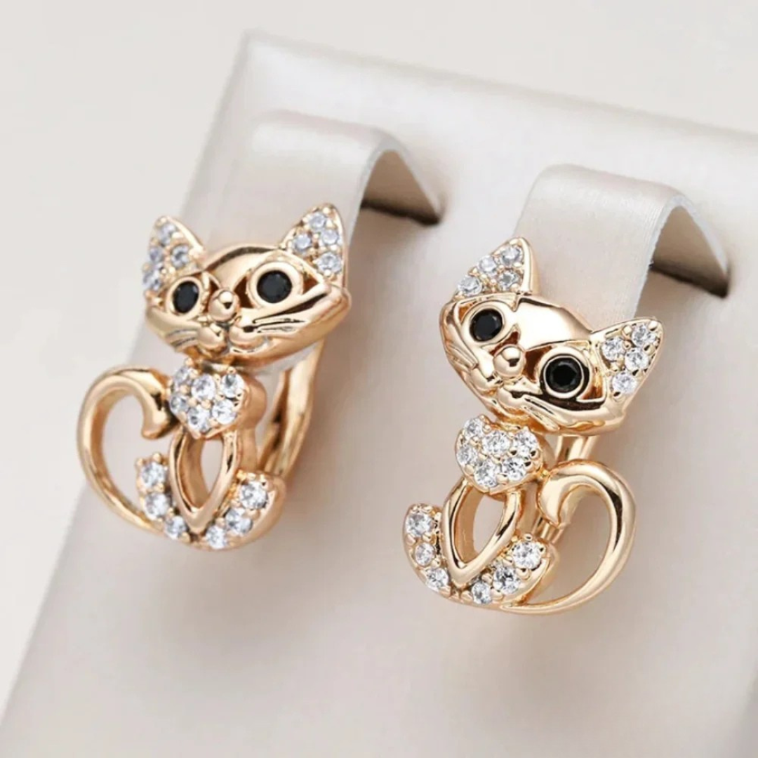 Viola | Crystal Cat Drop Earrings