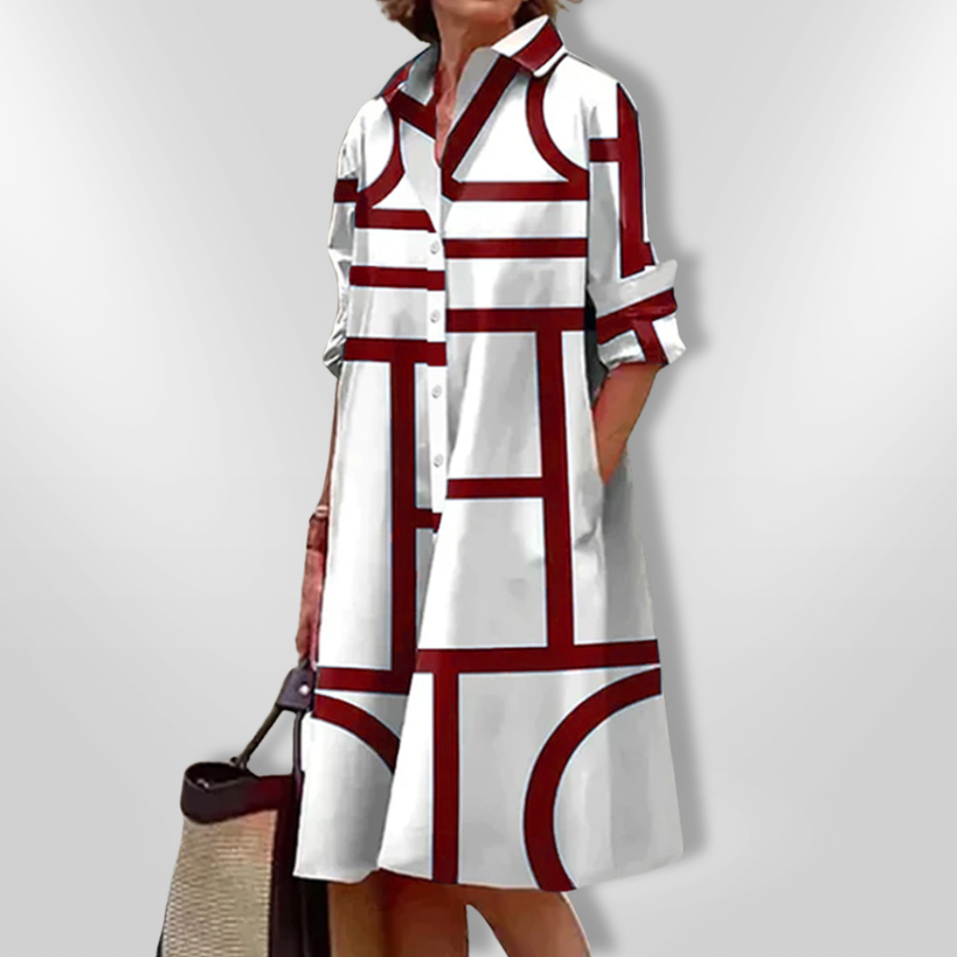 Celeste | Geometric Print A-Line Midi Dress