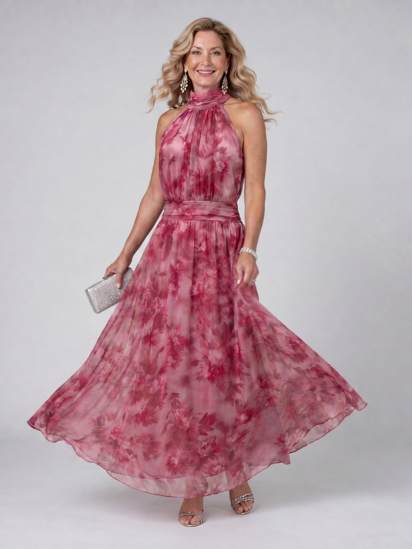 Kelsey | Soft Halter Neck Midi Dress