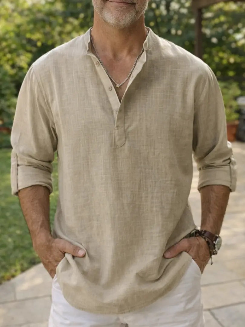 Norton | Collarless Cotton Shirt