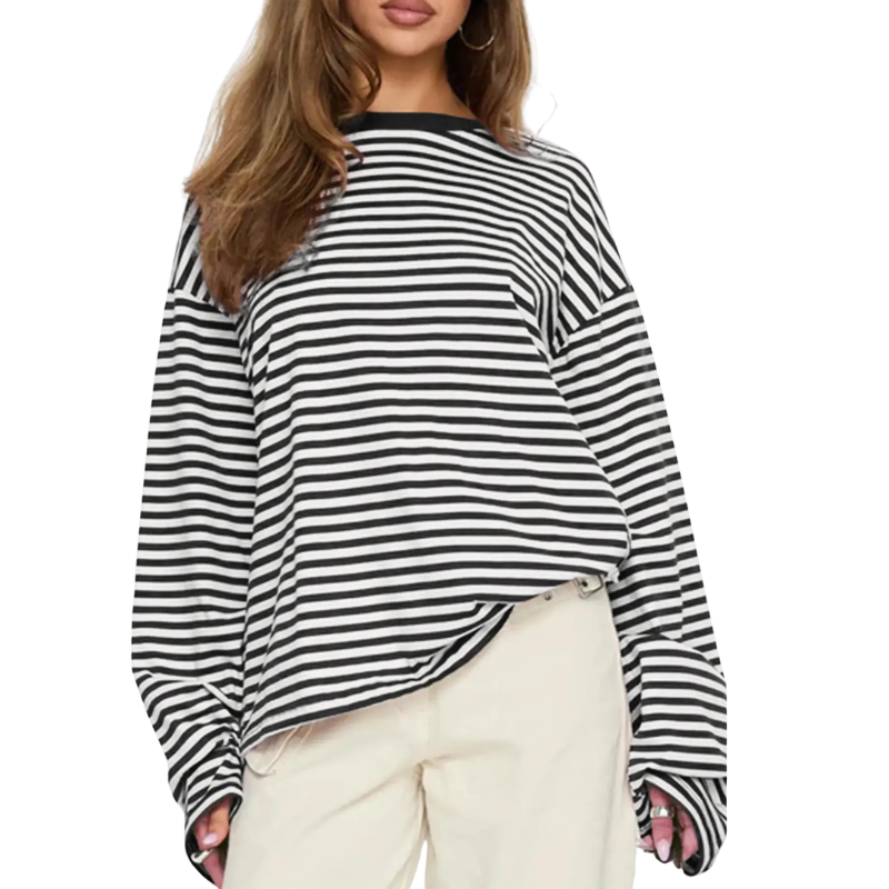 Camille | Striped Long Sleeve Relaxed Shirt