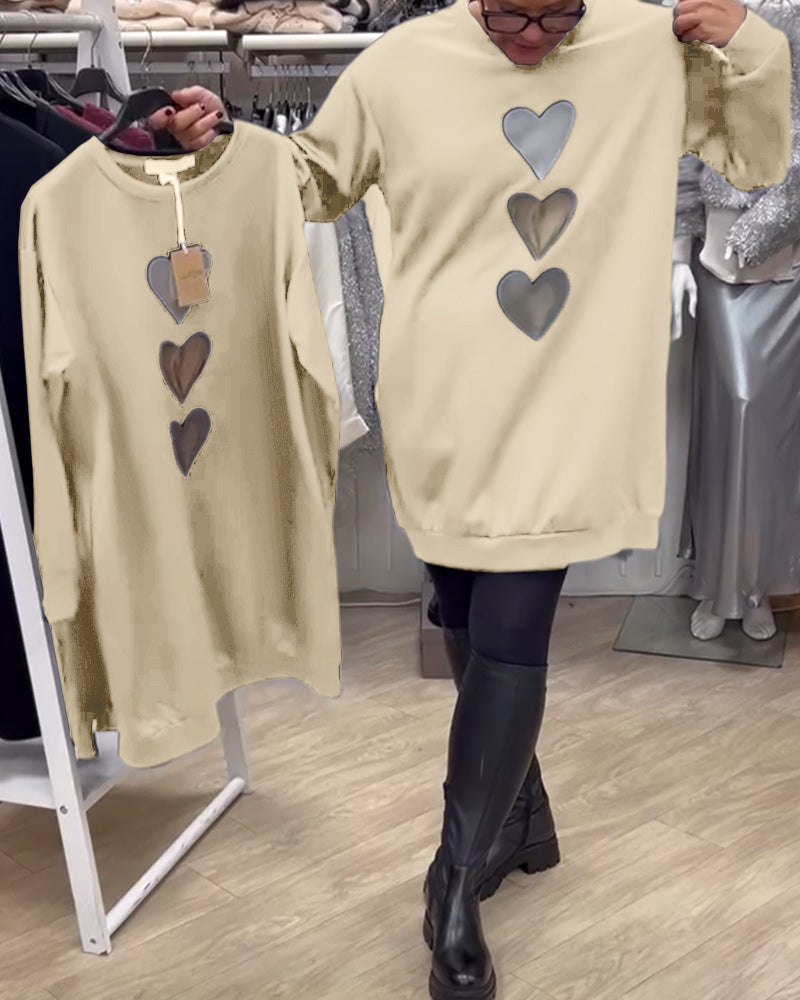 Briella | Heart Print Cozy Sweatshirt Dress