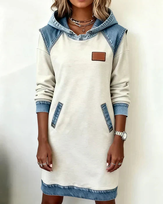 Yale | Cozy Contrast Hooded Dress