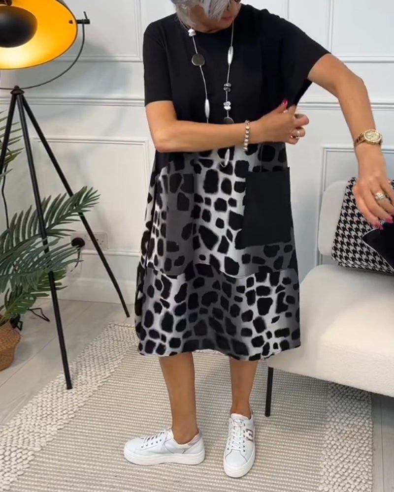 Peggie | Printed Midi Dress with Pockets