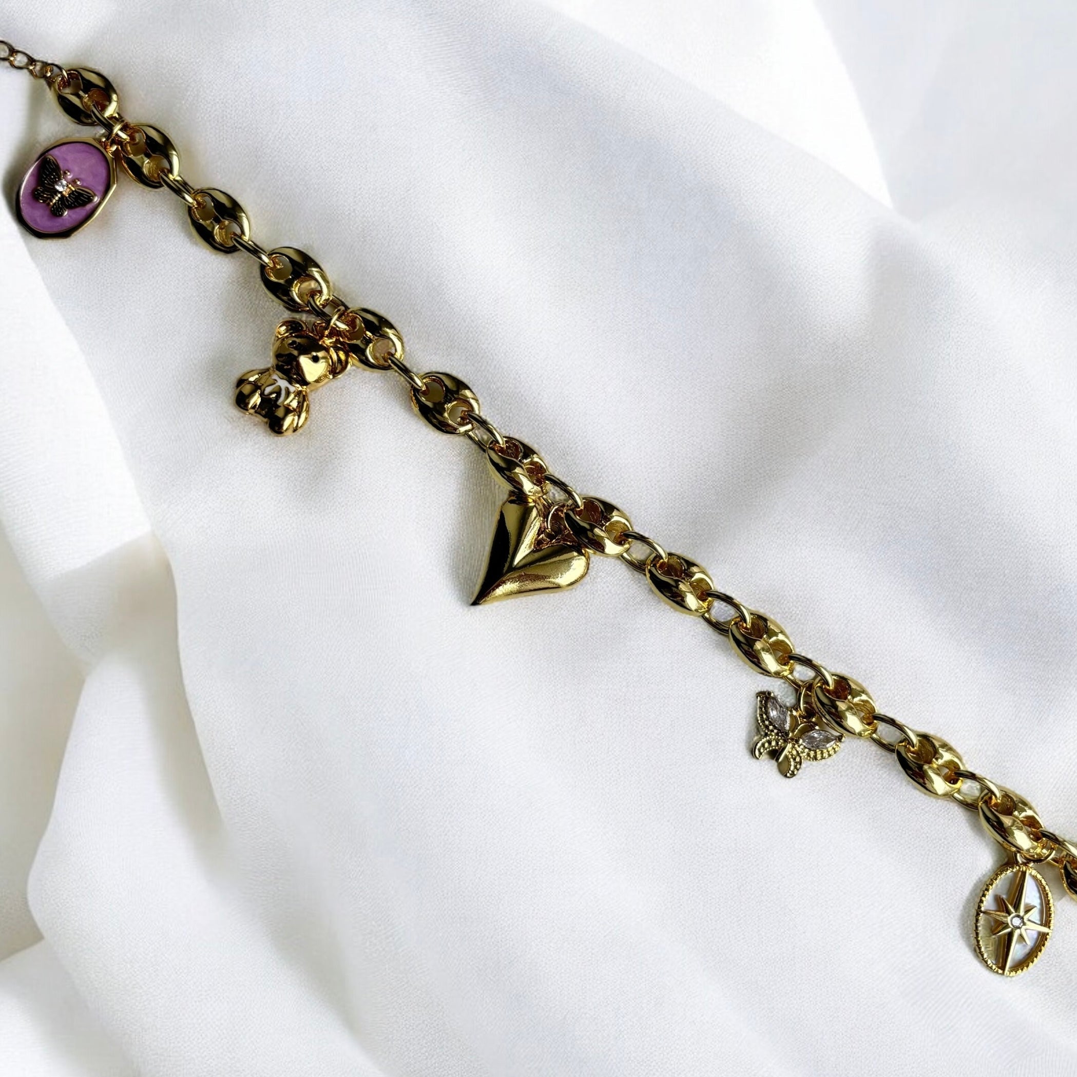 Dorotha | Gold Chain Charm Bracelet
