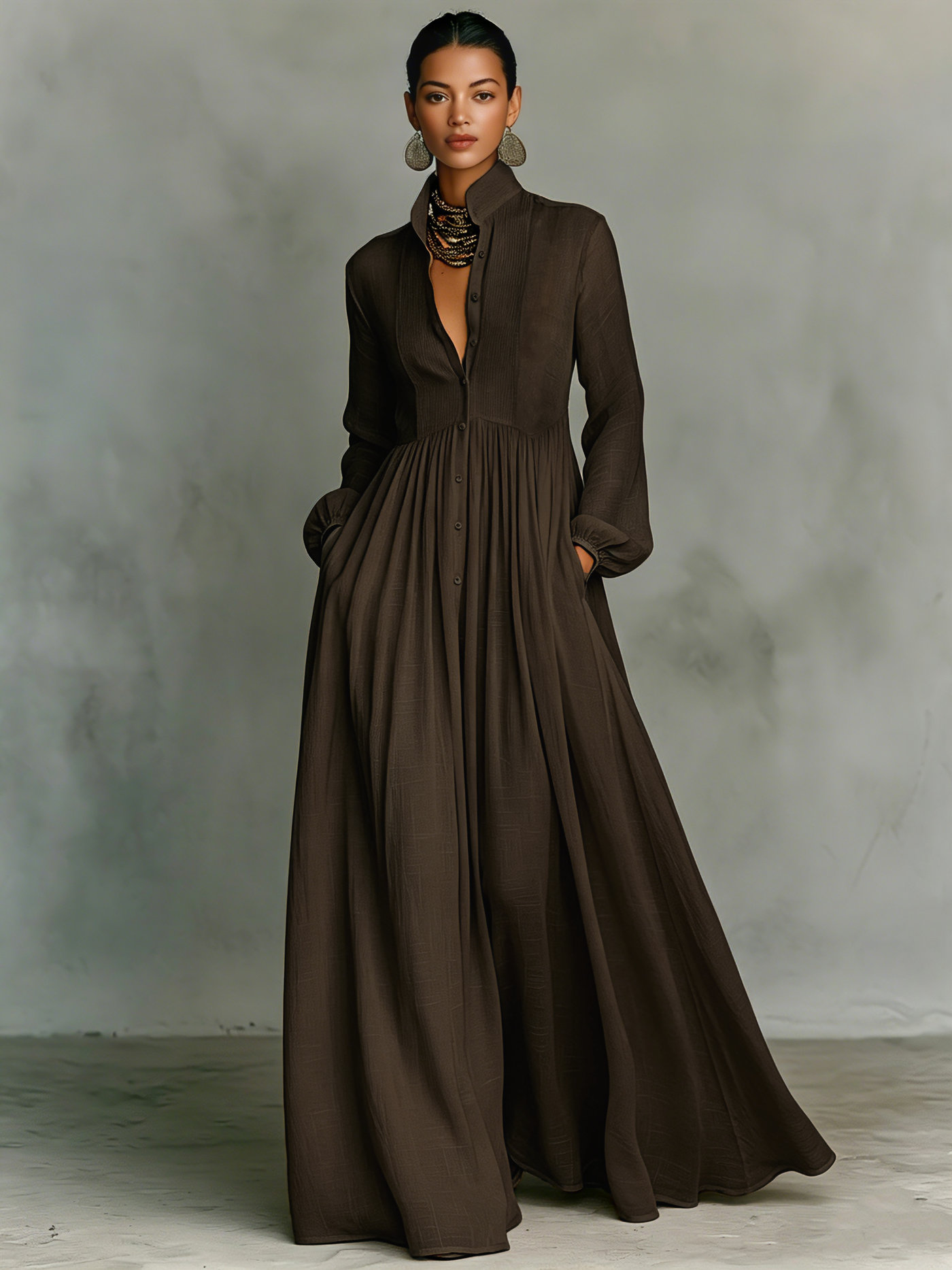 Maeve | Maxi Shirtdress in Cotton-Linen