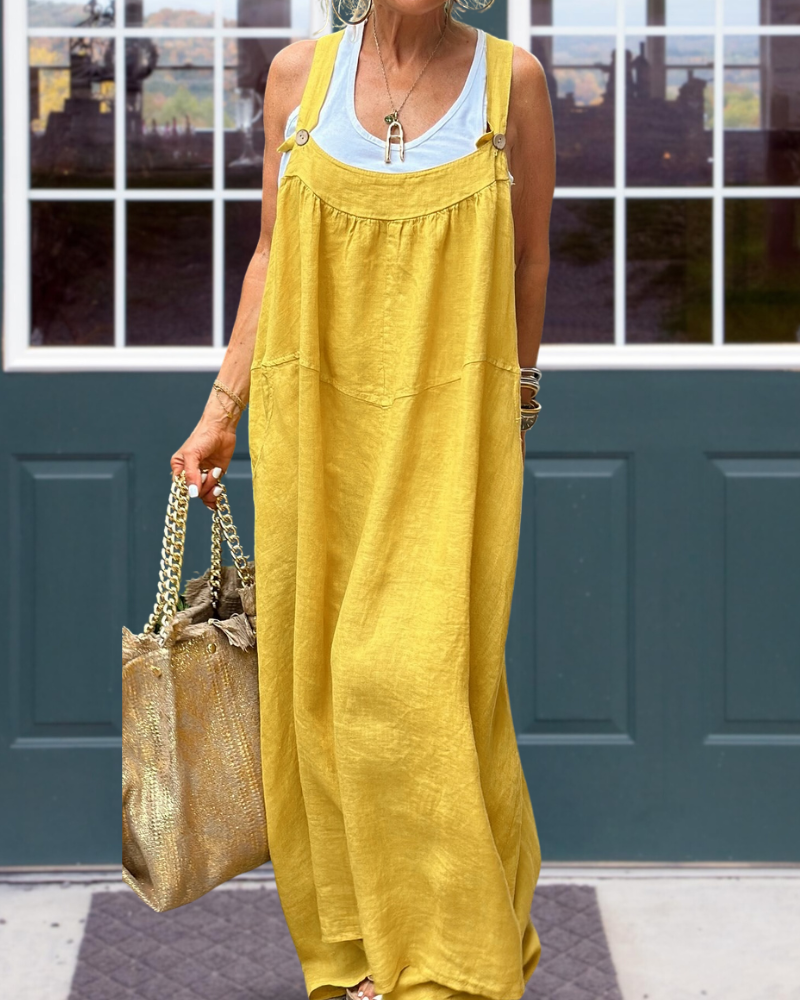 Uptown | Linen Overalls Dress