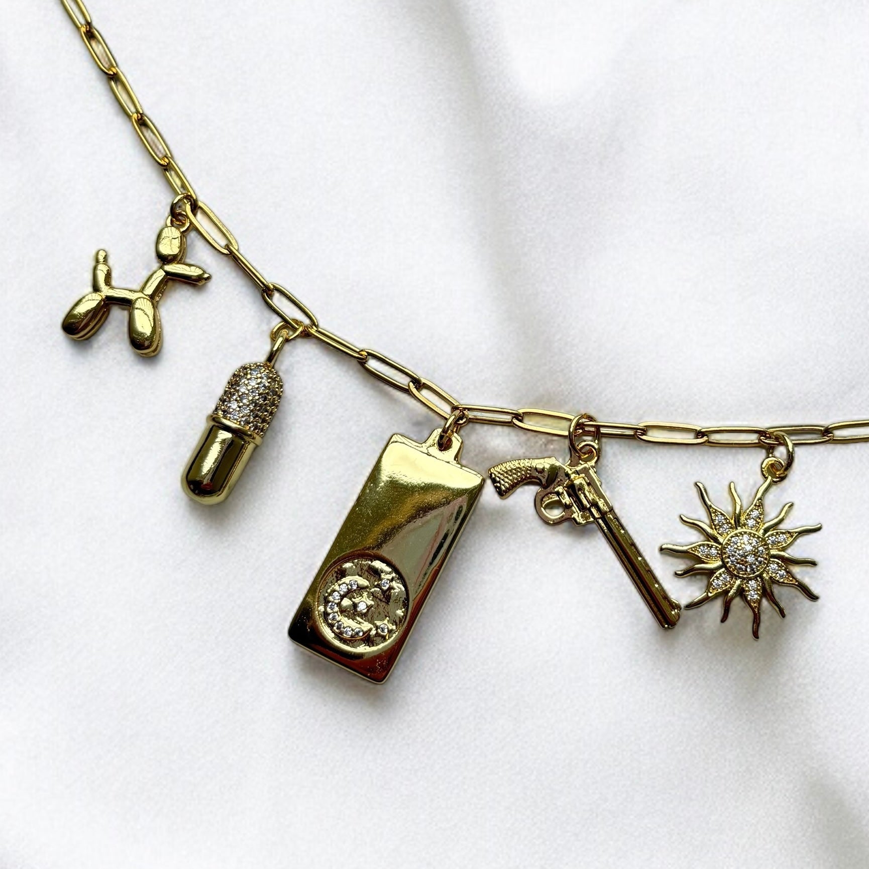 Millie | Gold Charm Statement Necklace