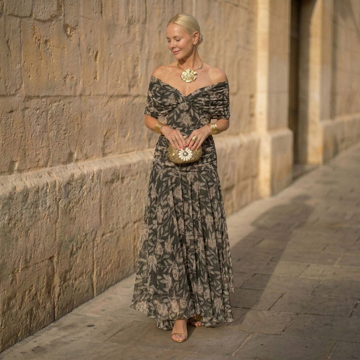 Kaylie | Botanical Print Midi Dress