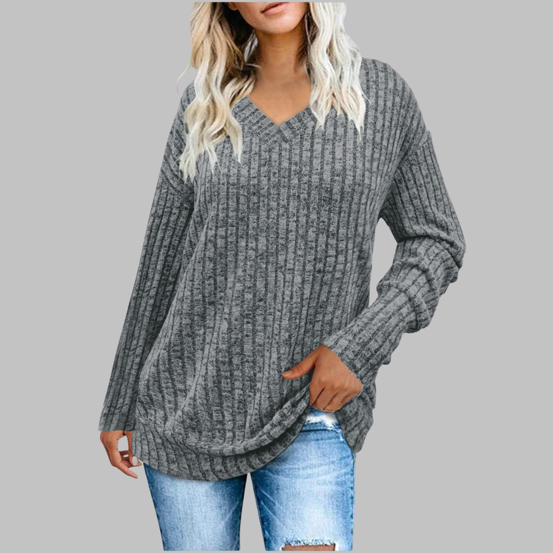Camille | Soft V-Neck Long Sleeve Top