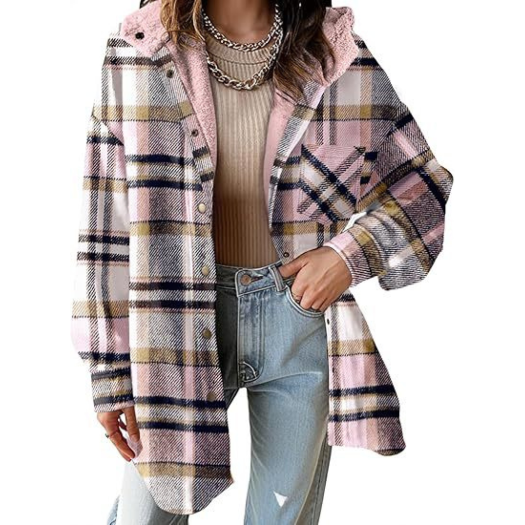 Camille | Relaxed Hooded Plaid Jacket