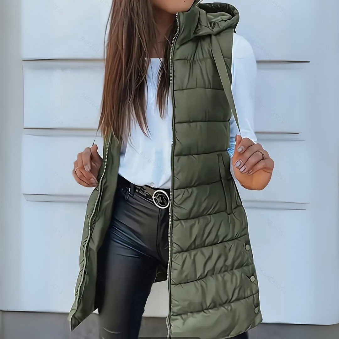 Camille | Hooded Long Puffer Vest