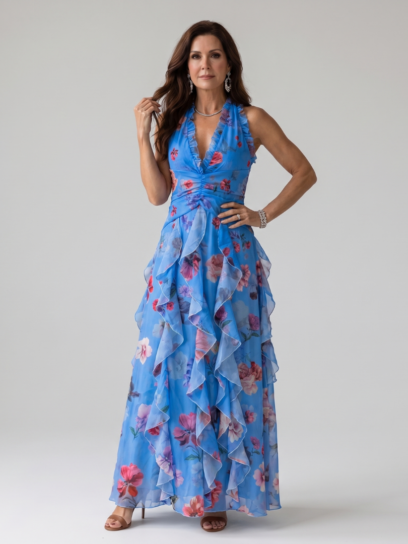 Leonora | Floral Halter Maxi Dress