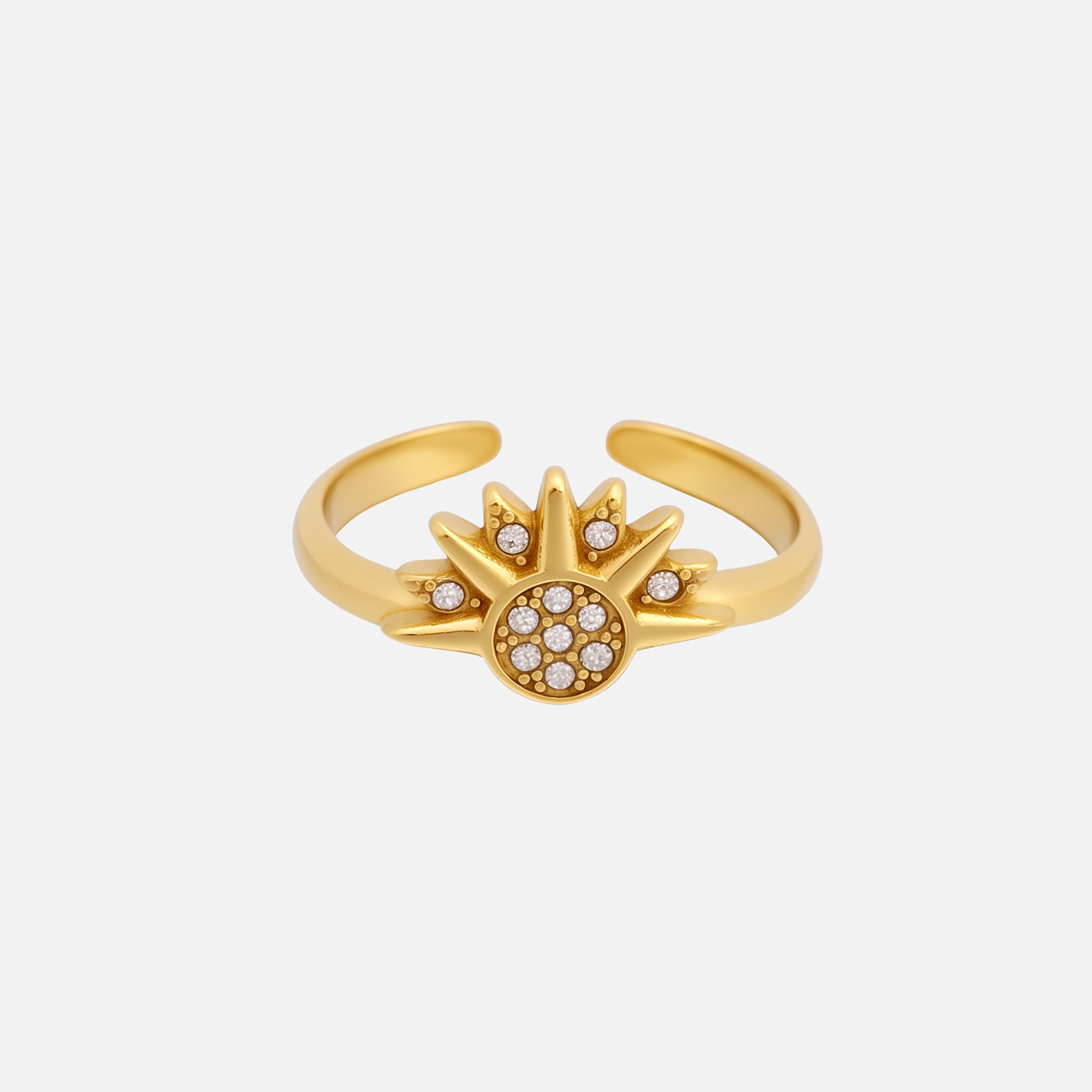Karin | Adjustable Sunburst Crystal Ring